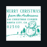 Christmas Trees & Snowman Name & Return Address Self-inking Stamp<br><div class="desc">Easily personalize these custom Christmas Trees & Snowman Name & Return Address self-inking rubber stamps with your own names and address. To customize these rubber stamps, click on "Personalize this template" and change the text in the boxes provided. Available in 9 different colors and 6 sizes. Please view your design...</div>