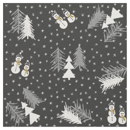 Christmas - Trees & Snowmen Fabric