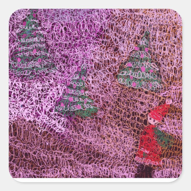 Christmas trees square sticker (Front)