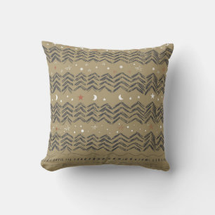 Christmas trees, stars and snowflakes in red, grey throw pillow