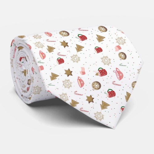 Christmas Trees Stars Candy Canes Mugs Neck Tie