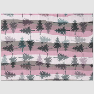 Christmas Trees Stripes Pink White Gray Christmas Tissue Paper