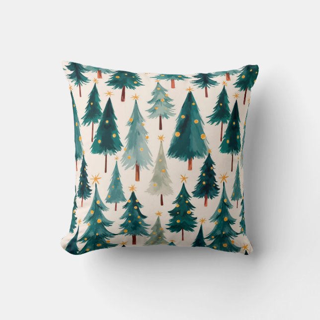 Christmas Trees Throw Pillow (Front)