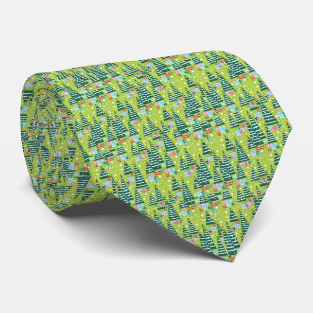 Christmas Trees Tie (Rolled)