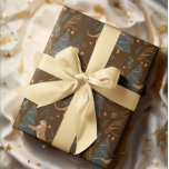 Christmas trees & tigers pattern brown background wrapping paper<br><div class="desc">This colorful cartoon-style Christmas tree pattern with a brown background gives you the option to change the background colors.
Christmas,  trees,  Christmas animals,  and other Christmas symbols.</div>
