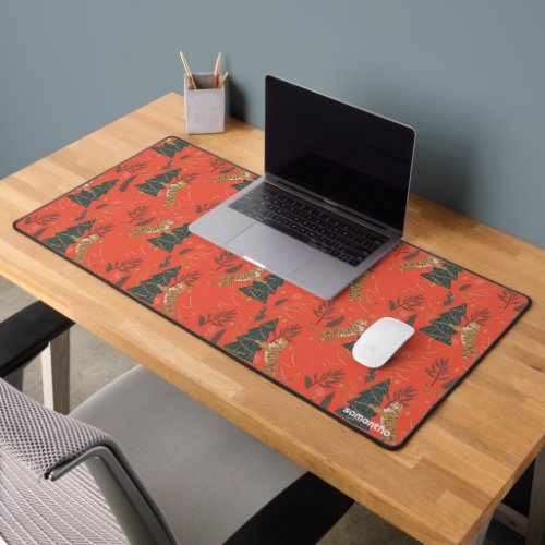 Christmas trees  tigers pattern custom background desk mat