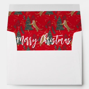 Christmas trees & tigers pattern custom background envelope