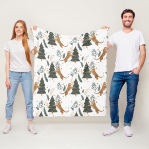 Christmas trees & tigers pattern custom background fleece blanket