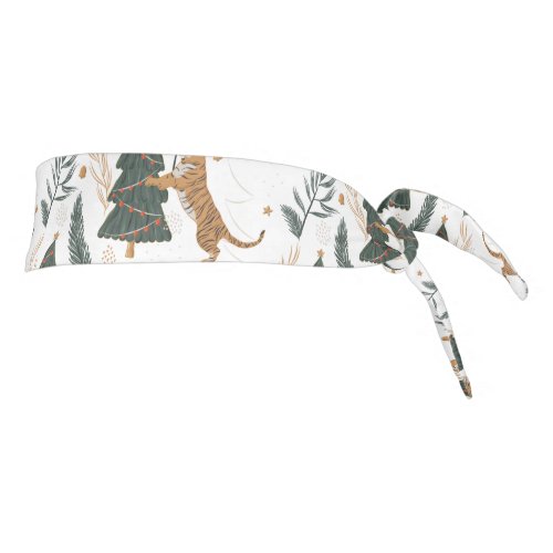 Christmas trees  tigers pattern custom background tie headband