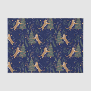 Christmas trees & tigers pattern custom background tissue paper