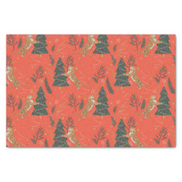 Christmas trees &amp; tigers pattern custom background tissue paper