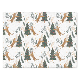 Christmas trees &amp; tigers pattern custom background tissue paper