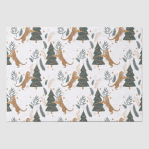Christmas trees & tigers pattern custom background tissue paper