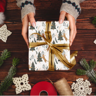 Christmas trees & tigers pattern custom background wrapping paper