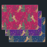 Christmas trees & tigers pattern custom background wrapping paper sheets<br><div class="desc">This colorful cartoon-style Christmas tree pattern with a customizable background allows you to change the background colors.
Christmas,  trees,  Christmas animals,  and other Christmas symbols. Maroon,  purple and dark-blue</div>
