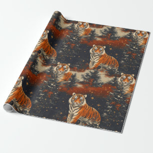 Christmas Trees & Tigers pattern Wrapping Paper