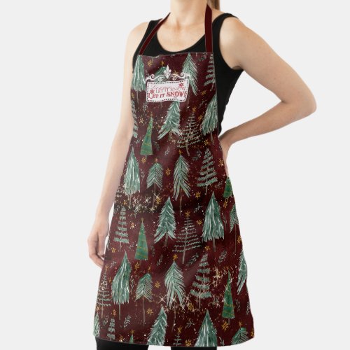 Christmas Trees Twinkle Sparkle Stars Let it Snow Apron