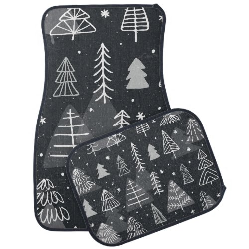 Christmas Trees Vintage Seamless Background Car Floor Mat