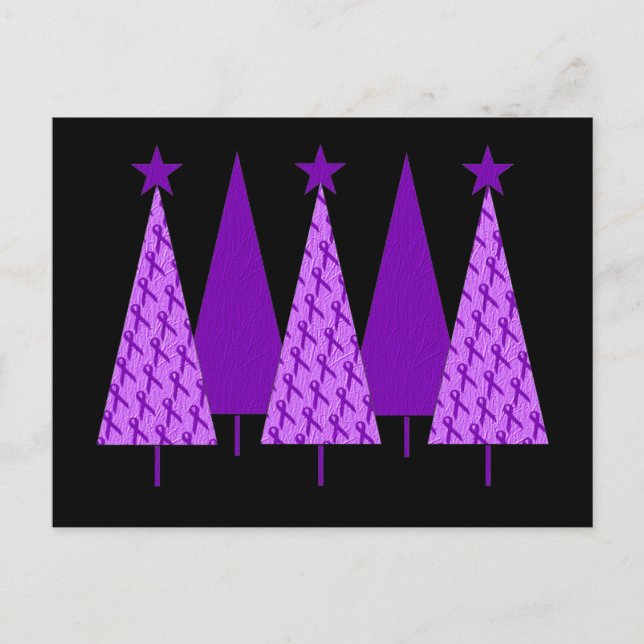 Christmas Trees - Violet Ribbon Holiday Postcard (Front)