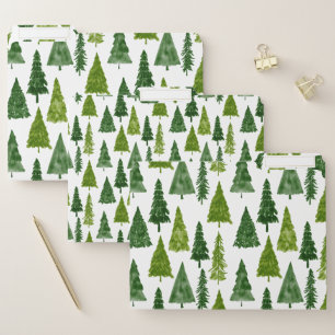 Christmas Trees Watercolor Holiday Pattern Modern  File Folder
