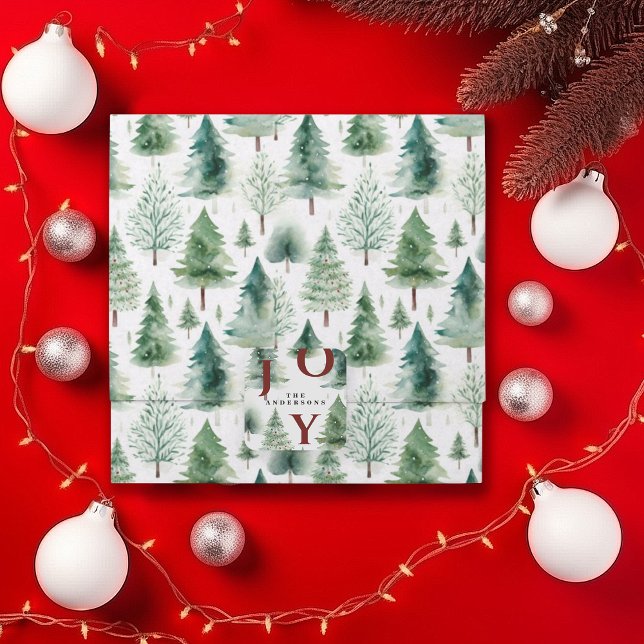 Christmas Trees Watercolor Pattern Green Holiday  Tissue Paper (Creator Uploaded)