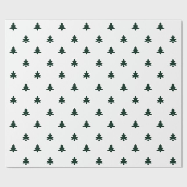 Christmas Trees white pine green minimalist simple Wrapping Paper (Flat)
