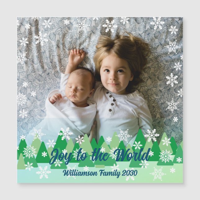 Christmas Trees White Snowflakes Joy to the World  (Front)