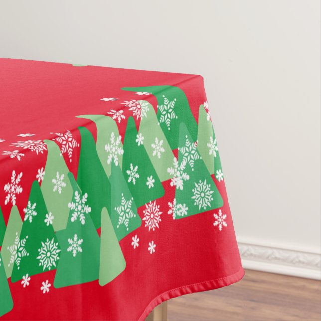 Christmas Trees White Snowflakes Joy to the World  Tablecloth (In Situ)