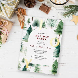 Christmas Trees Winter Greenery Joy Holiday Party Foil Invitation