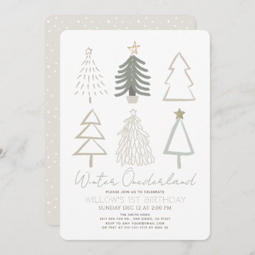 Christmas Trees Winter Onederland 1st Birthday Invitation