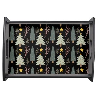 Christmas Trees Winter Pattern Modern Holidays Serving Tray