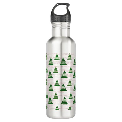 Christmas trees with beads strings pattern stainless steel water bottle