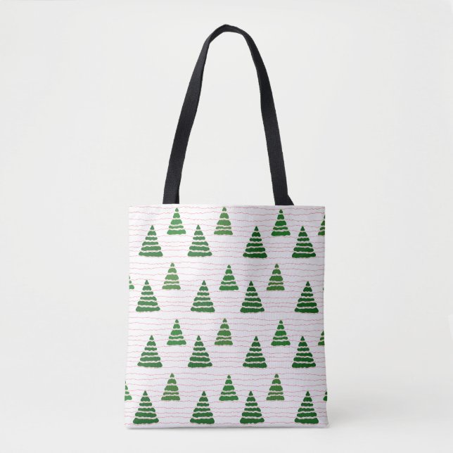 Christmas trees with beads strings pattern tote bag (Front)