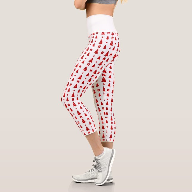 Christmas Trees with Gift Boxes Pattern High Capri Leggings (Left)