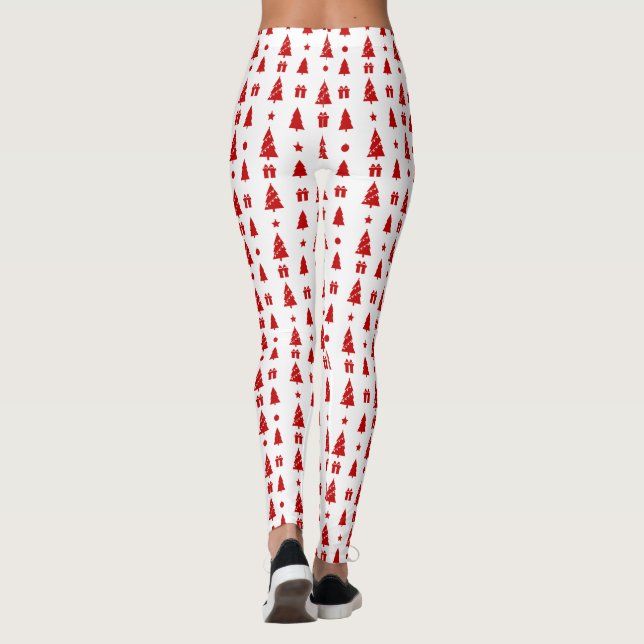 Christmas Trees with Gift Boxes Pattern Long Leggings (Back)