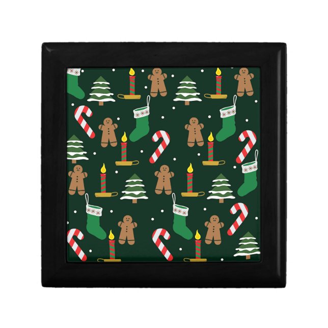 Christmas trees with gingerbread men,  gift box (Front)
