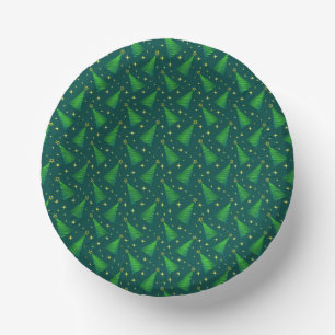 Christmas Trees with Gold Stars   Paper Bowls