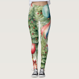 Christmas trees with holiday toys  leggings