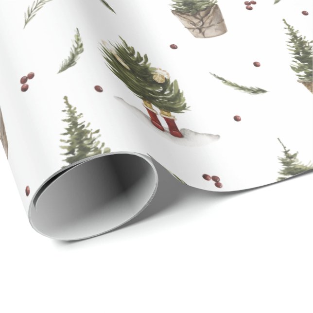 Christmas Trees with Little Boots Gift Wrapping Paper (Roll Corner)