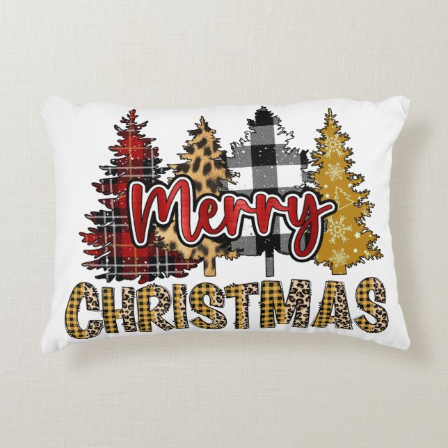 Christmas trees with patterns accent pillow (Front)