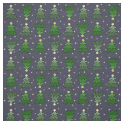 Christmas Trees with Stars on Custom Blue Fabric