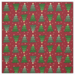 Christmas Trees with Stars on Custom Red Fabric