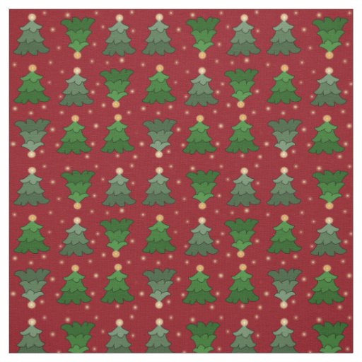 Christmas Trees with Stars on Custom Red Fabric