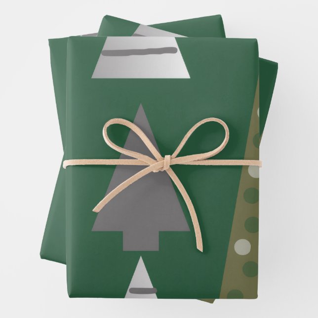Christmas trees wrapping paper sheets (In situ)