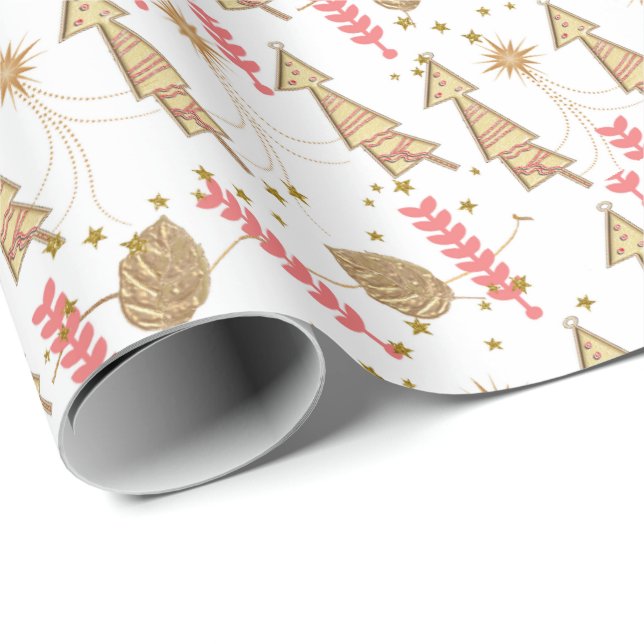 Christmas Trees Wrapping Paper White (Roll Corner)