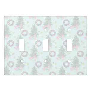 Christmas Trees & Wreaths on Winter Mint Green Light Switch Cover