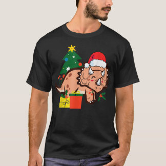 Christmas Triceratops Dinosaur Cute Holiday Santa T-Shirt