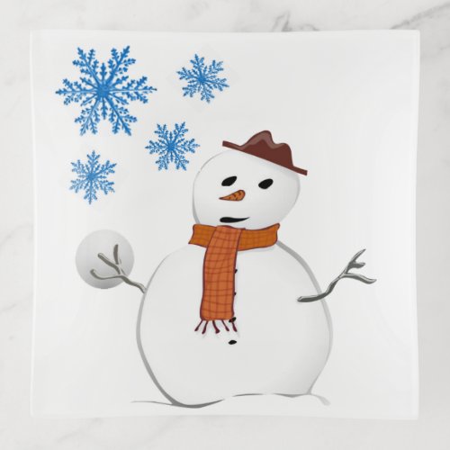 Christmas Trinket Tray Snowman Trinket Tray