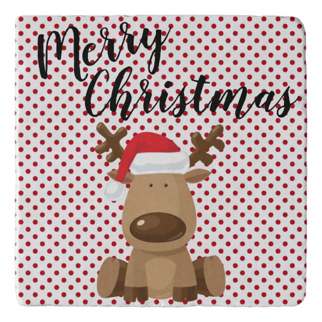 Christmas Trivet Reindeer Polka Dot Polkadot Poka (Front)
