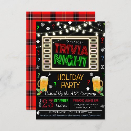 Christmas Trivia Night Party Invitation